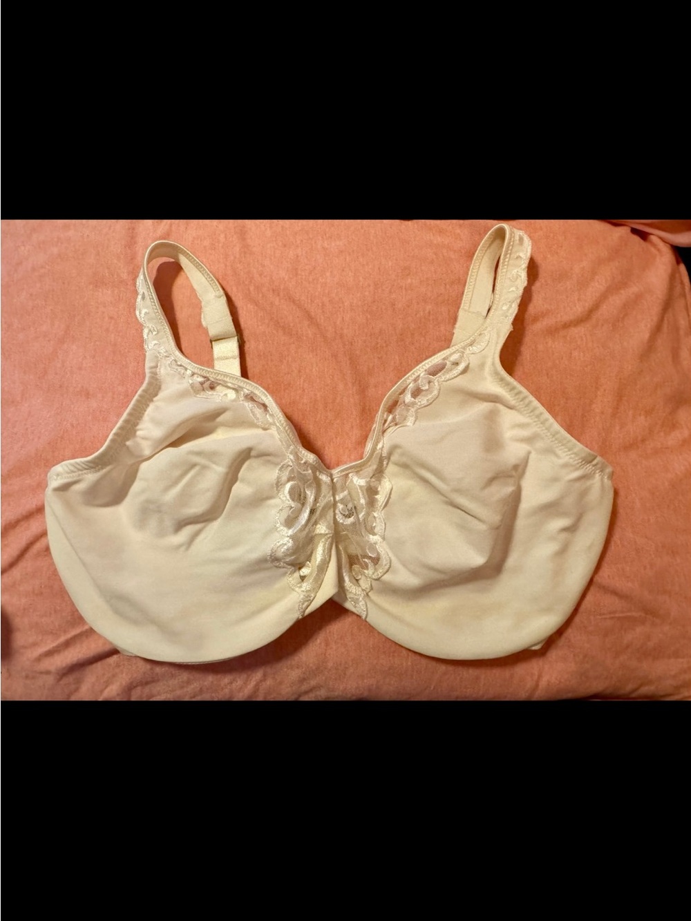 Lilyette minimizer Women's Ivory/Beige Lace Trim Full Coverage Bra 38DD